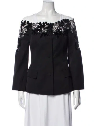 Pre-owned Oscar De La Renta 2023 Virgin Wool Blazer In Black