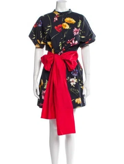 Pre-owned Oscar De La Renta 2024 Floral Print Romper In Green