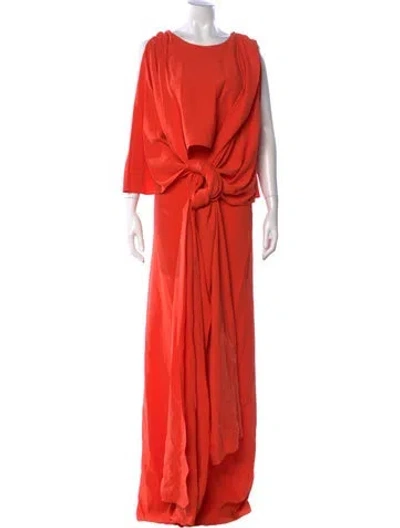 Pre-owned Oscar De La Renta 2024 Long Dress In Orange