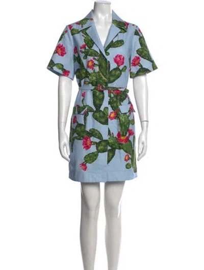 Pre-owned Oscar De La Renta 2024 Mini Dress In Blue