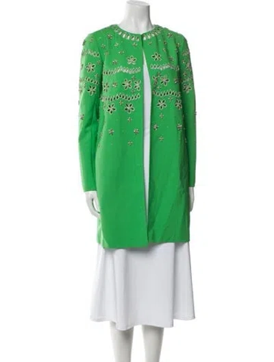 Pre-owned Oscar De La Renta 2024 Virgin Wool Coat In Green