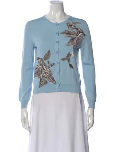 Pre-owned Oscar De La Renta 2024 Virgin Wool Sweater In Blue