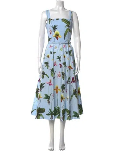 Pre-owned Oscar De La Renta 2025 Midi Length Dress W/ Tags In Blue