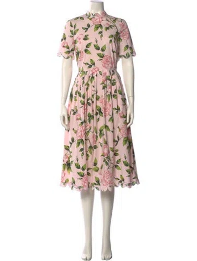 Pre-owned Oscar De La Renta 2025 Midi Length Dress W/ Tags In Pink