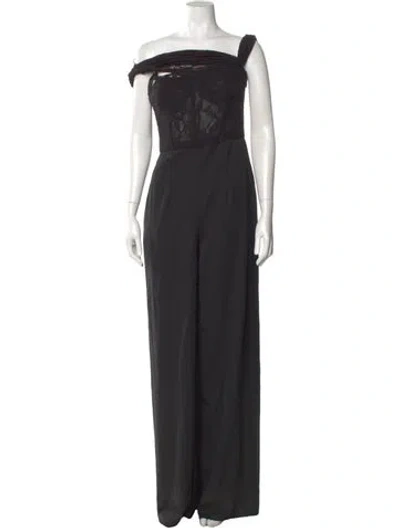Pre-owned Oscar De La Renta 2025 Virgin Wool Jumpsuit In Black