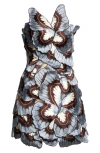 Oscar De La Renta 3d Butterfly Appliqué Strapless Dress In Multi