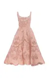Oscar De La Renta 3d Tablecloth Silk Cocktail Midi Dress In Pink