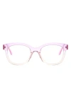 Oscar De La Renta 49mm Square Optical Glasses In Light Purple To Clear Ombre