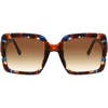 Oscar De La Renta 52mm Large Contemporary Square Sunglasses In Blue Brown Demi