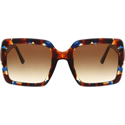 Oscar De La Renta 52mm Large Contemporary Square Sunglasses In Blue Brown Demi