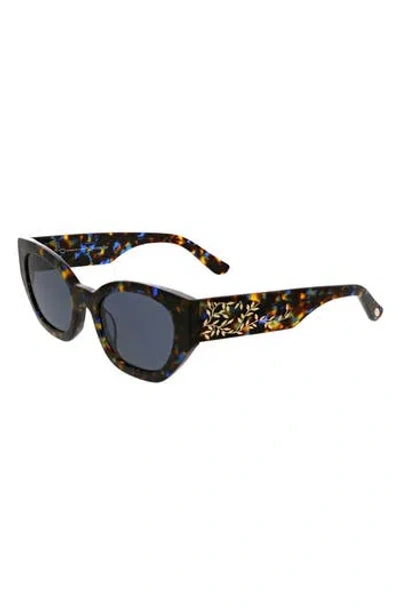 Oscar De La Renta 53mm Cat Eye Sunglasses In Blue Brown Demi