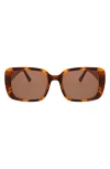 Oscar De La Renta 53mm Moderately Slim Rectangle Sunglasses In Dk Havana