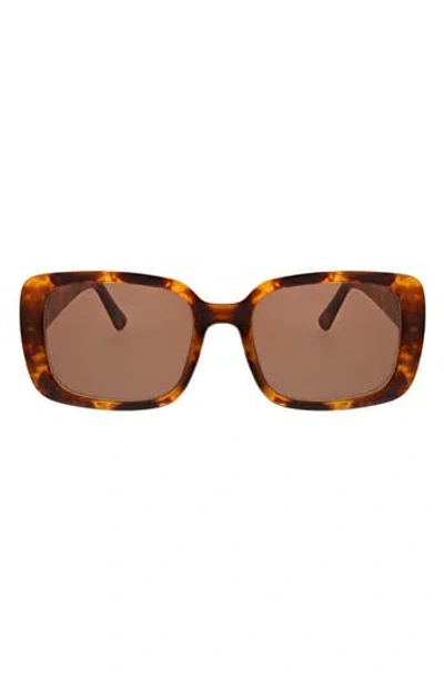 Oscar De La Renta 53mm Moderately Slim Rectangle Sunglasses In Dk Havana