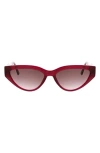 Oscar De La Renta 56mm Slim Modern Cat Eye Sunglasses In Berry