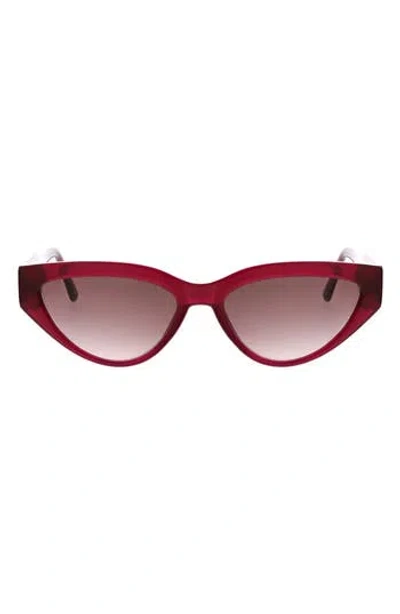 Oscar De La Renta 56mm Slim Modern Cat Eye Sunglasses In Berry