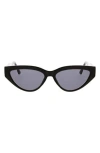 Oscar De La Renta 56mm Slim Modern Cat Eye Sunglasses In Black