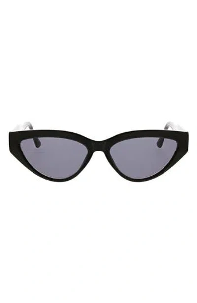 Oscar De La Renta 56mm Slim Modern Cat Eye Sunglasses In Black