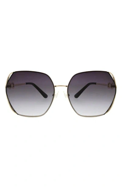 Oscar De La Renta 62mm Butterfly Sunglasses In Gold/ Black