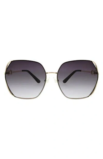 Oscar De La Renta 62mm Butterfly Sunglasses In Gold/black
