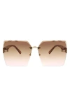 Oscar De La Renta 63mm Large Rimless Square Sunglasses In Blush