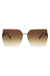 Oscar De La Renta 63mm Large Rimless Square Sunglasses In Tort