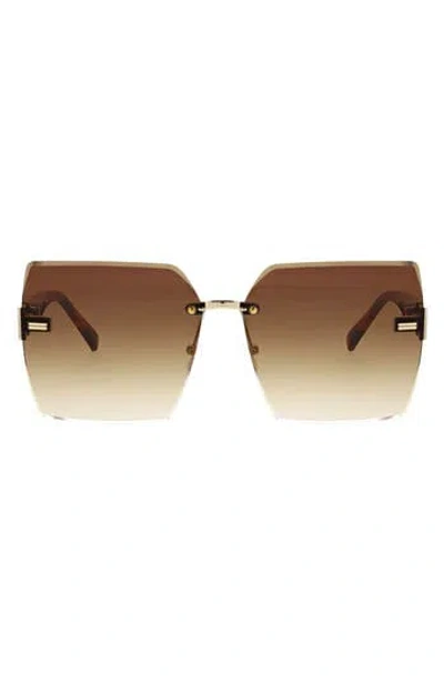 Oscar De La Renta 63mm Large Rimless Square Sunglasses In Tort