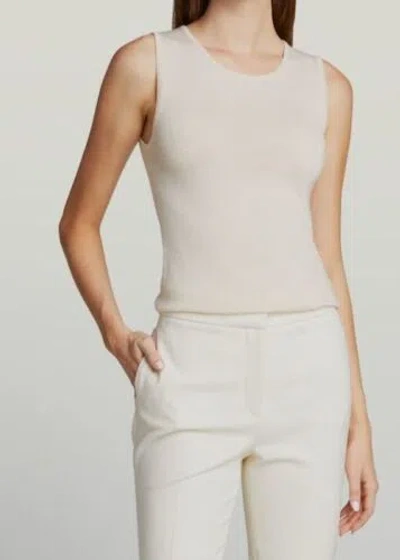 Pre-owned Oscar De La Renta $690  Women's Ivory Sleeveless Cashmere-silk Tank Top Size M In White