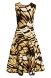 Oscar De La Renta Sleeveless Butterfly Jacquard Knit Dress