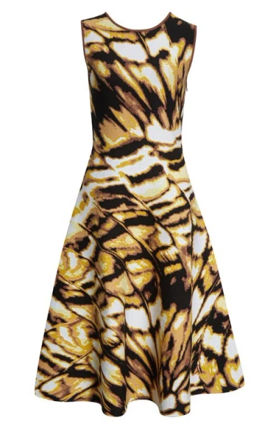 Oscar De La Renta Sleeveless Butterfly Jacquard Knit Dress In Black Multi