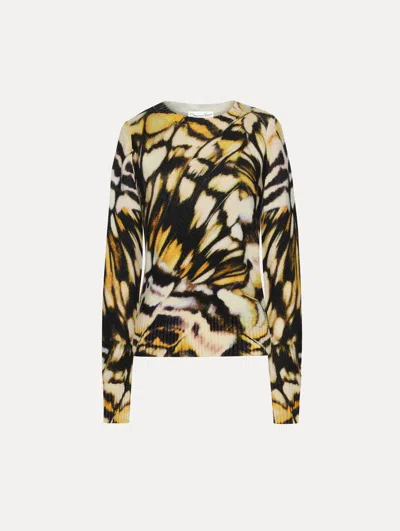 Oscar De La Renta Abstract Butterfly Printed Pullover In Multi