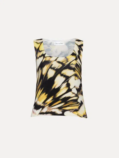 Oscar De La Renta Abstract Butterfly Printed Tank