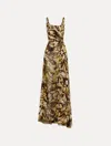 Oscar De La Renta Abstract Butterfly Silk Chiffon Gown