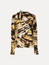 Oscar De La Renta Abstract Butterfly Silk Twill Blouse