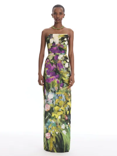 Oscar De La Renta Abstract Garden Faille Gown