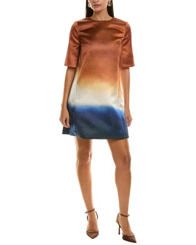Oscar De La Renta Abstract Ombre Silk-lined Shift Dress In Multi
