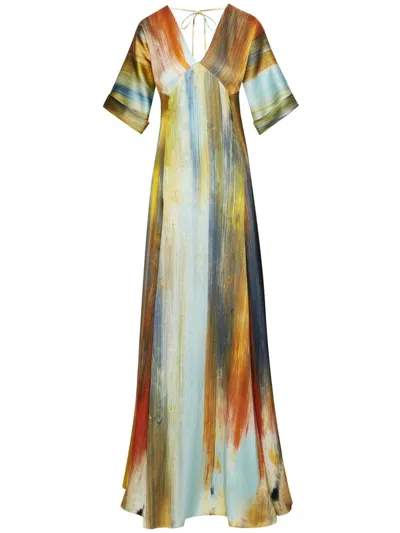 Oscar De La Renta Abstract-print Gown In Calendula Multi