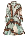 Oscar De La Renta Abstract Butterfly Cotton Poplin Mini Dress In Blue