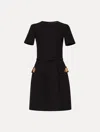 Oscar De La Renta Abstract Rose Button Tweed Dress In Black
