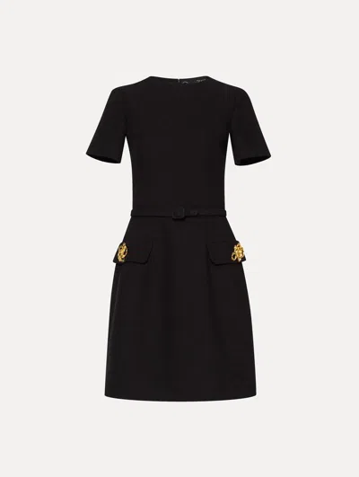 Oscar De La Renta Abstract Rose Button Tweed Dress In Black