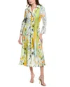 Oscar De La Renta Halter Abstract Maxi Shirtdress In Blue
