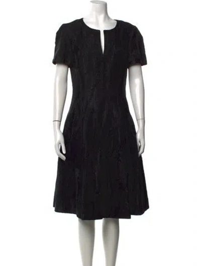 Pre-owned Oscar De La Renta Acetate Knee-length Dress In Black
