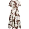 Oscar De La Renta All Over Feathers Dress In Brown