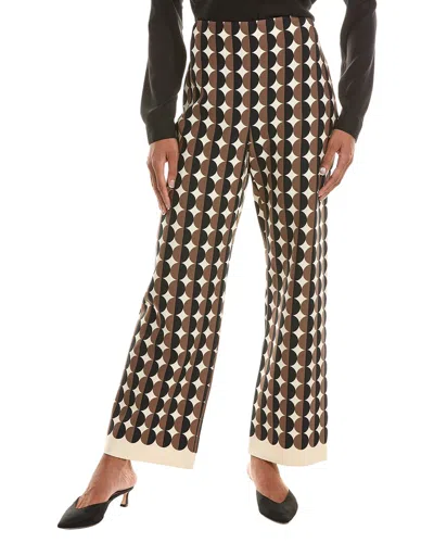 Oscar De La Renta All Over Geo Double Face Wool Pant In Brown
