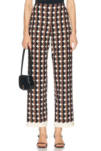 Oscar De La Renta All Over Geo Double Face Wool Pant In Khaki/ivory In Multi