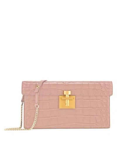 Oscar De La Renta Blush Alligator Alibi Clutch