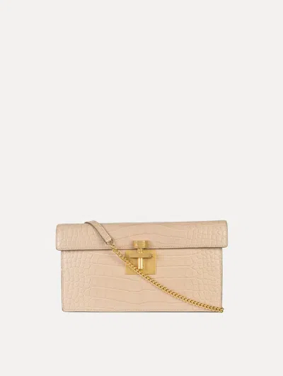 Oscar De La Renta Alligator Alibi Clutch In Nude