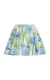 Oscar De La Renta Alliium-printed Cotton-poplin Mini Skirt In Blue