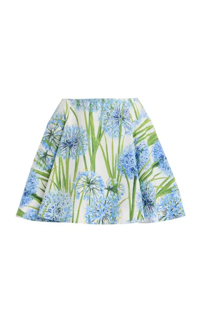 Oscar De La Renta Alliium-printed Cotton-poplin Mini Skirt