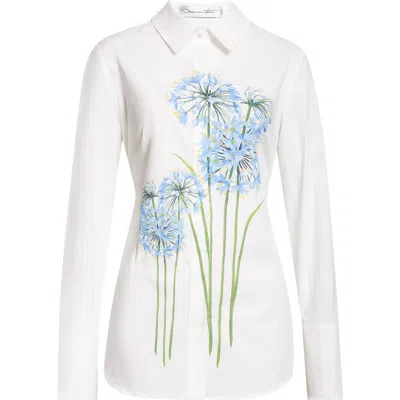 Oscar De La Renta Allium Cotton Poplin Blouse In Multi
