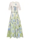 Oscar De La Renta Degrad Allium Cotton Poplin Dress In Green